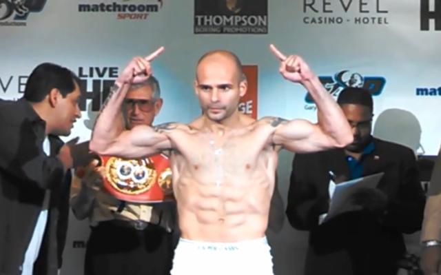 Martinez vs Mathebula - Kiko Martinez at weigh-in with Jeffrey Mathebula