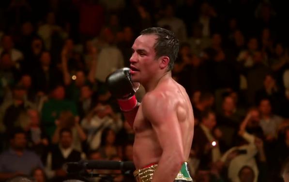 Marquez vs Alvarado - Juan Manuel Marquez celebrates victory over Mike Alvarado