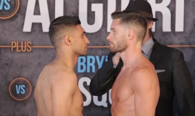 Khan vs Algieri - Amir Khan and Chris Algieri at weigh-in before fight