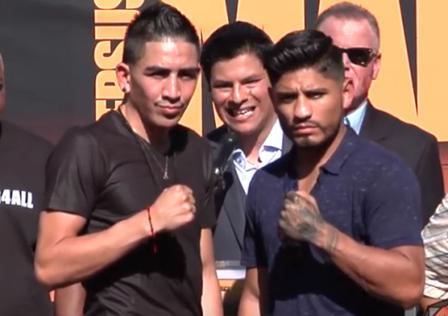 Santa Cruz vs Mares - Leo Santa Cruz and Abner Mares camera pose