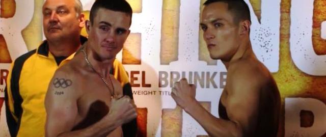 Warrington vs Brunker - Josh Warrington and Joel Brunker fight banner