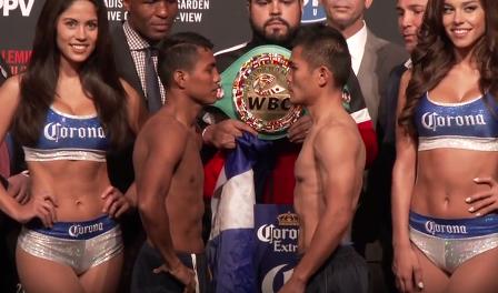 Gonzalez vs Viloria - Roman Gonzalez and Brian Viloria at New York weigh-In