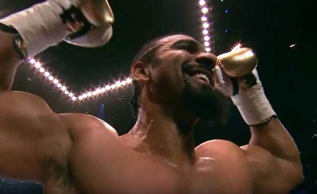 David Haye celebrates 1st round knockout of Mark de Mori