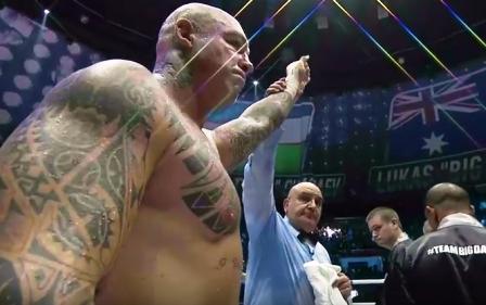 Lucas Browne celebrates winning WBA Heavyweight title