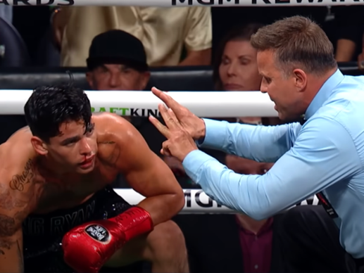 Ryan Garcia is down and out against Gervonta Davis